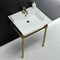 Fauceture Dreyfuss 25" Console Sink W/ SS Leg (Sgl Faucet Hole), White/ Brass KVPB2522717 - alternate 4